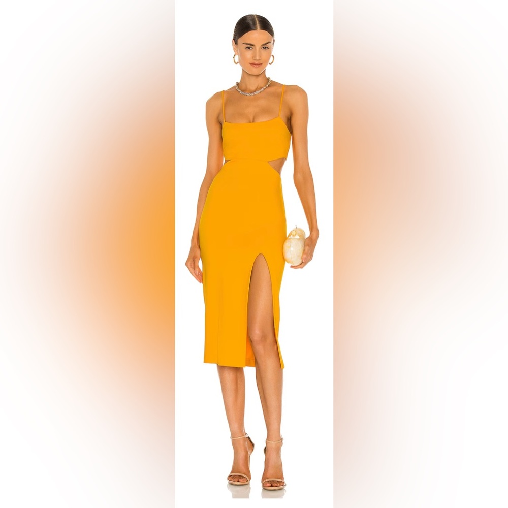 h:ours Vibrant Orange Midi Dress NEW